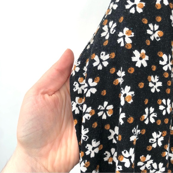 SONOMA Linen Blend Black Floral Dress L Flowers Sleeveless Tiered Sundress Women - Picture 5 of 12